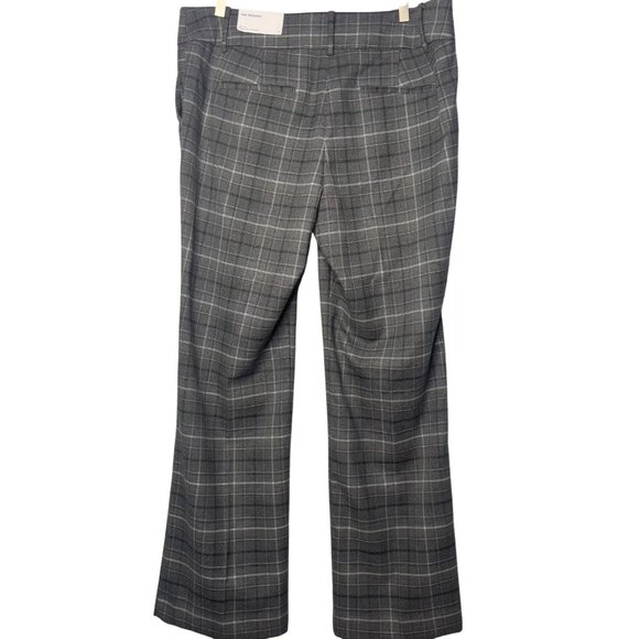 Ann Taylor Factory Plaid Gray Mid-Rise Trousers SZ 14 Office Business NEW - Picture 2 of 9